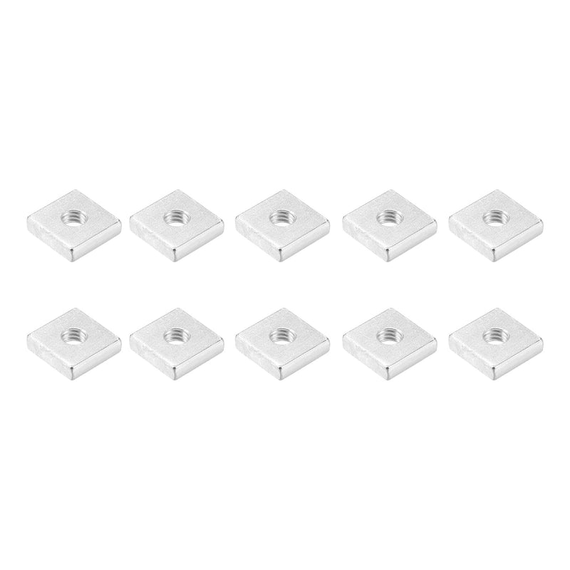 METALLIXITY Square Nuts (M6x15mmx4mm/M6x0.59"x0.16") 10Pcs, Carbon Steel Zinc-Plated Square Machine Screw Nuts - for Indoor and Outdoor, Silver