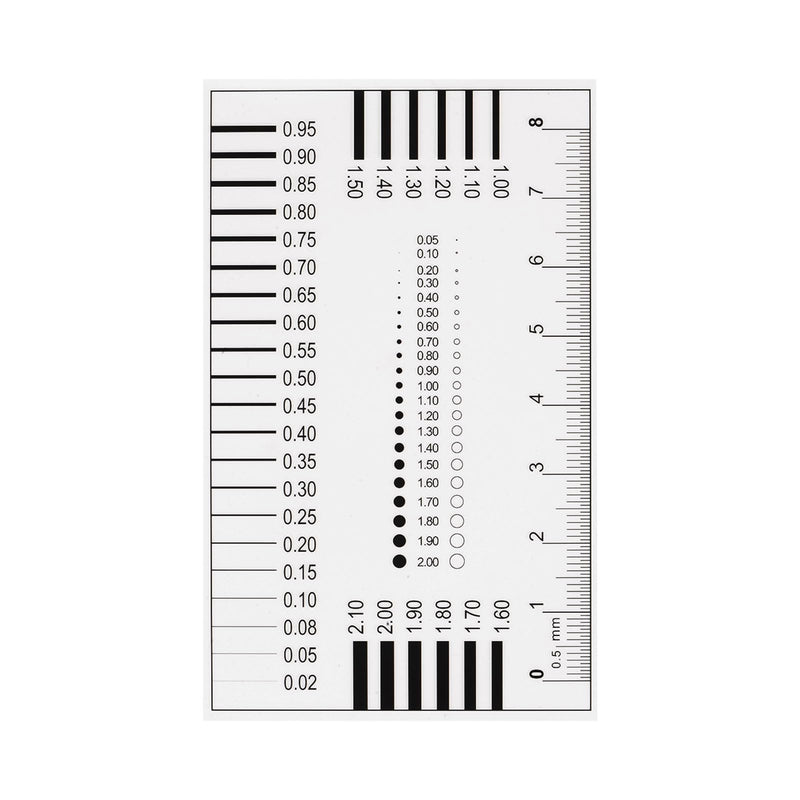 HARFINGTON High Precision SEC Size Estimation Chart 8cm Transparency Flaw Detection Film Ruler for Diameter and Line Width Defects Measuring 1