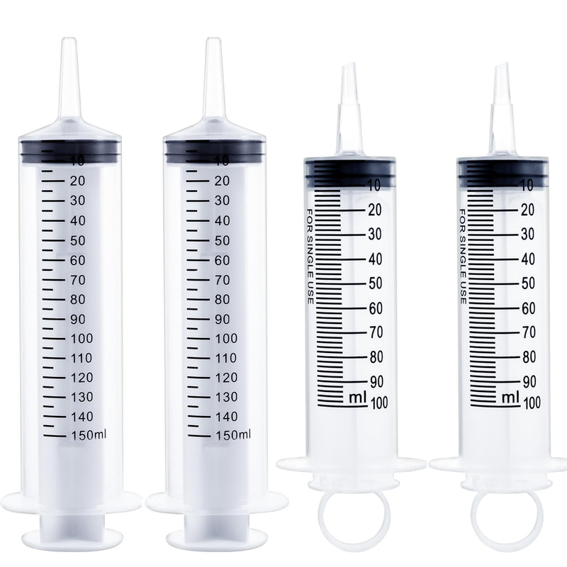 5Pack 150ml and 3Pack 100ml Large Syringes Catheter Tip With Cap Individual Sealed for Scientific Labs, Dispensing, Measuring, Watering, Refilling, Multiple Uses 150ml-5Pack + 100ml-3Pack