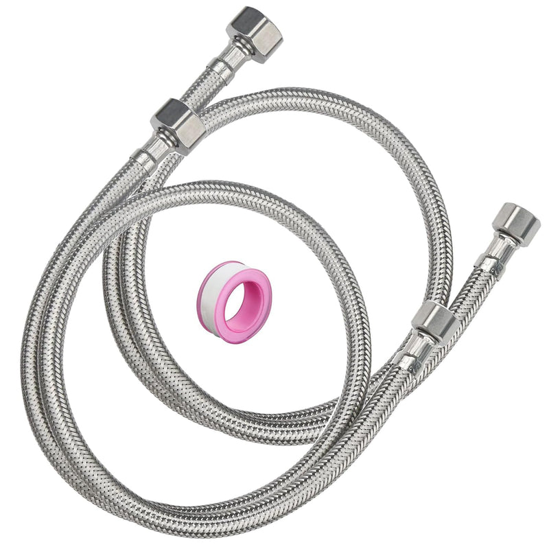 32" Faucet Supply Line,3/8" Comp x 1/2" FIP Kitchen Faucet Hose Connector for Residence,Stainless Steel Braided Supply Line for Moderate Distance (Pack of 2) 32 Inch
