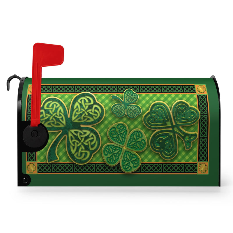 St Patrick Day Mailbox Covers Magnetic Standard Size Green Shamrocks Good Luck Four Leaf Clover Mailbox Wraps Happy St. Patrick's Day Mailbox Post Cover Waterproof Mailbox Decor 21x18 Inch 21x18inch St Patrick Shamrocks Mailbox Cover