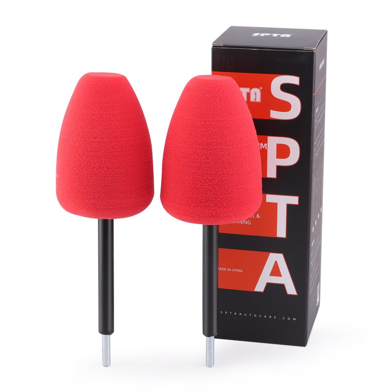 SPTA Metal Polishing Tool, Auto Cylindrical Metal Polish Buffing Polishing Ball, Drill Buffing Sponge Pads Buffing Wheel for Drill Foam, Sponge Buffing for Automotive Car Wheel Hub Care Red Cylindrical Polishing Ball
