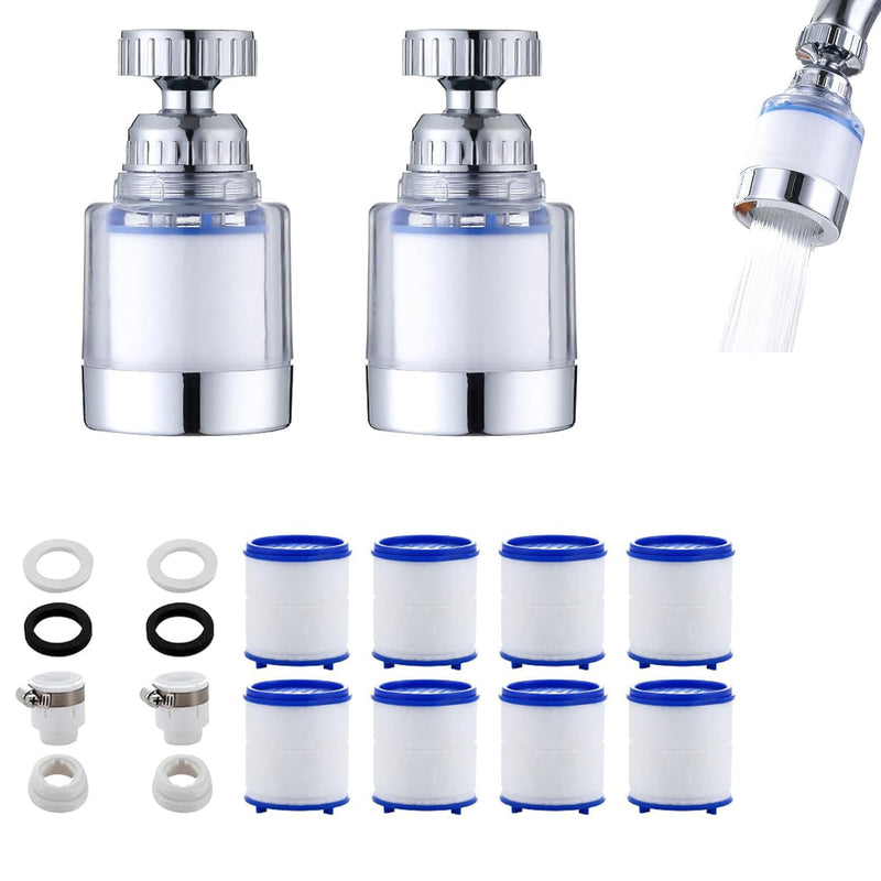 PCTC Bathroom Sink Filter, Bathroom Faucet Filter, 360 Degree Rotating Faucet Filter Purifier Kitchen Faucet, Fluorine, Heavy Metals and Hard Water from Home Kitchens and bathrooms (2 Pack) A