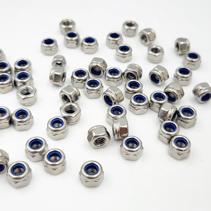Tom's world M4 Nylon Insert Hex Lock Nuts, Stainless Steel 304 (18-8) DIN985 Locknut Self Clinching Nuts (M4(100PCS)) M4(100PCS)