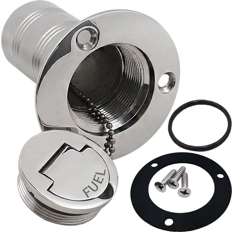 YANYUCB Boat Deck Fuel/Gas/Water/Diesel/Waste Filler(1-1/2 inch,2inch),316 Stainless Steel Deck Filler with Key/Keyless Cap,Marine Fuel Tank Filler Neck,Boat Deck Hardware for Boat Yacht 1-1/2 inch A-Fuel-Straight