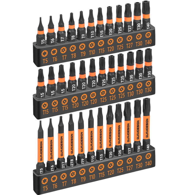 36-Piece Torx Bit Set, Tamper Resistant Star Bits Set,Security Torx Bit Set, T5 - T40, S2 Steel, 1" and 2.38" Long