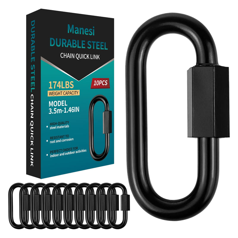 1.46" Chain Quick Links, 10 Pcs 1/8" Marine Grade Screw Chain Links, Large Opening Chain Connector Chain Coupler, 175 Lbs Capacity 1.46 Inch, 10 Pack