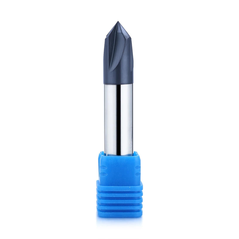 1/2” Carbide Chamfer End Mill, 90 Degree, Carving Bits, V Groove, 4 Flute AlTiN Coating for Alloy Steels, Hardened Steels 1/2" 90°