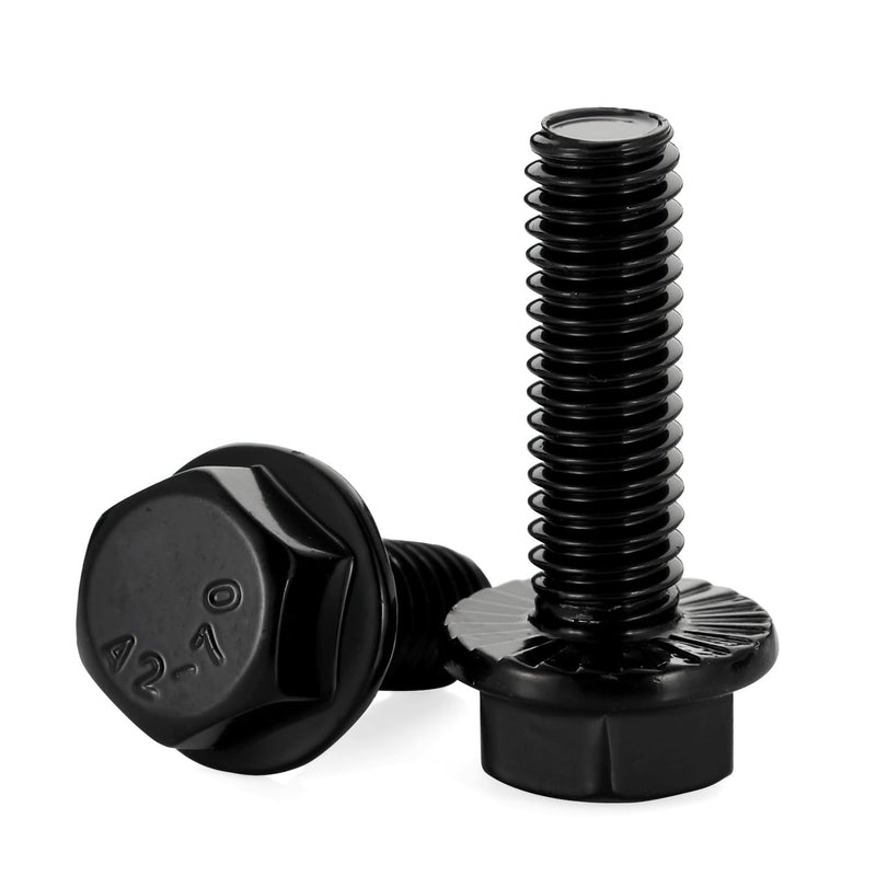 5/16-18 x 2" Flanged Hex Head Bolts Flange Hexagon Screws, Stainless Steel 304 Black Finish, Fully Threaded, 10 PCS 5/16-18 x 2"