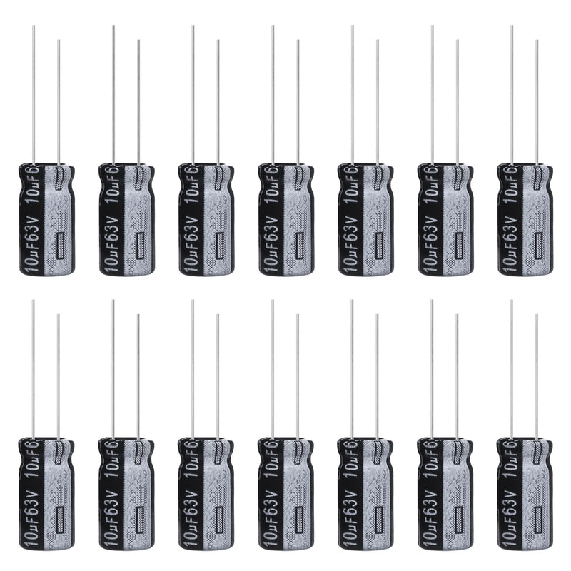 10uF 63V 5x11mm Electrolytic Capacitor 10 UF MFD 63 Volt 0.2x0.43in Aluminum Capacitors (Pack of 15) 10uF 63V 5x11MM