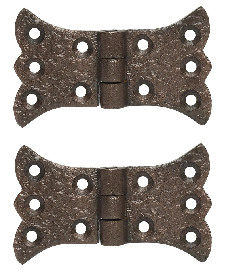 SKANDH Butterfly Iron Hinges for Doors Gates, Cabinets, Barn Door Hardware, Antique Copper Powder Coated (3.35 Inch, Pack of 2)