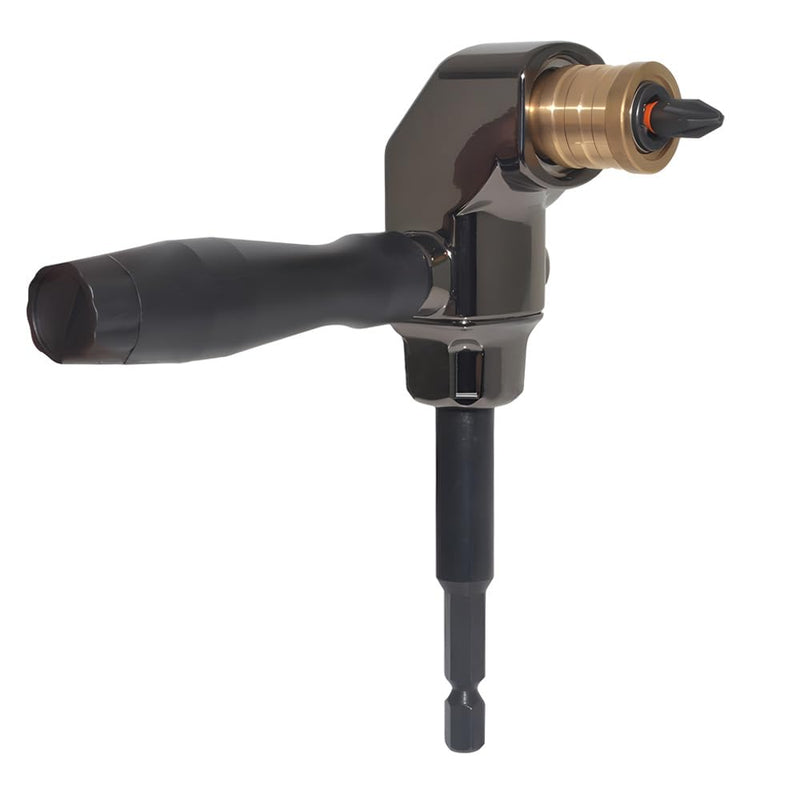 Right Angle Drill Attachment, All Metal Body 90 Degree Drill Adapter with Detachable ABS Handle, Drill Bit Corner Adapter, for Impact Driver, Work in Tight Spaces