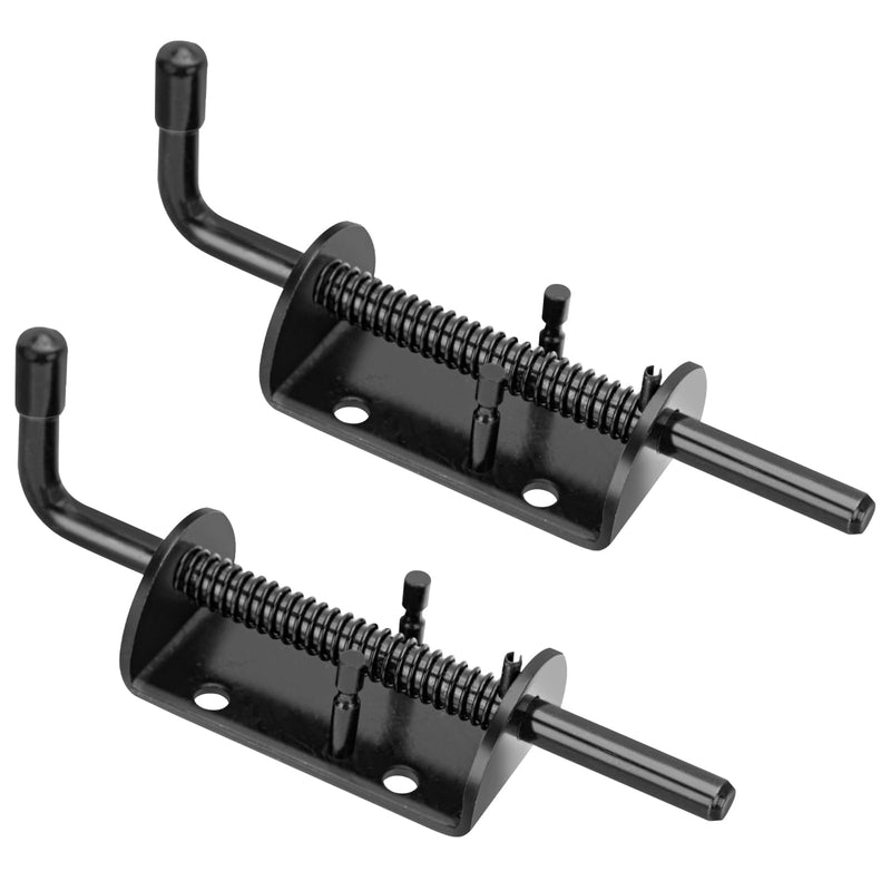 Spring Loaded Gate Latch Pin Barrel Bolt 6in Durable Solid Steel for Shed Doors Wood Metal Gate Black - 2pcs Black Oxide 2pcs