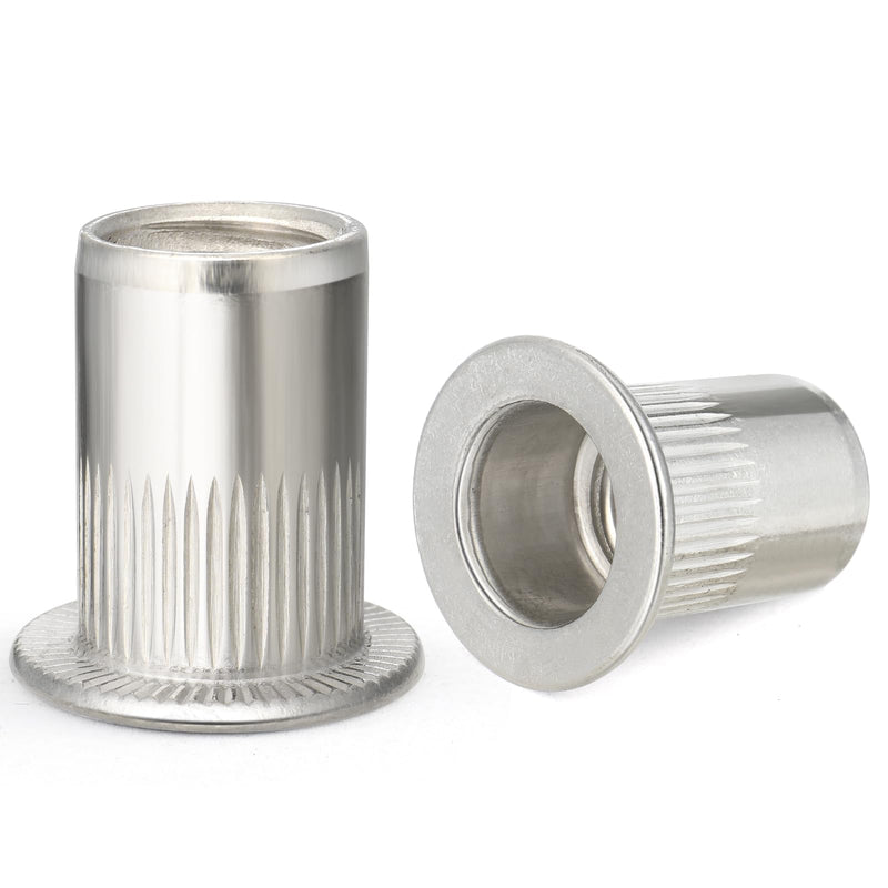 100Pcs M6 Rivet Nut 304 Stainless Steel Rivnut Threaded Insert Nut, Knurled Body (VG30523) 304 Stainless Silver