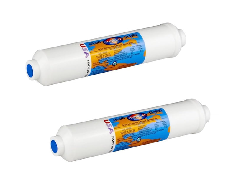IPW Industries, Inc. - Omnipure (CL10ROT40-B) - 10" x 2" T40 GAC Acid Washed Coconut Carbon Inline Filter - 1/4" FPT for Water Filters and RO (2-PACK) 2 Pack
