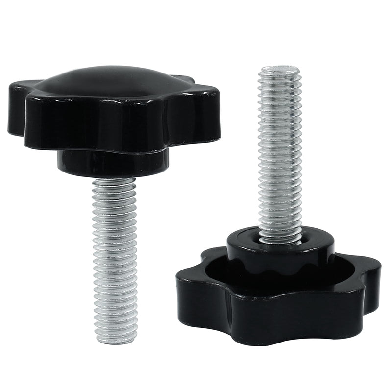 BokWin 2 Pcs Hex Shaped Clamping Knob M8x30mm Thread Knob Tightening Screw for Umbrella Base Replacement(Black) M8*30