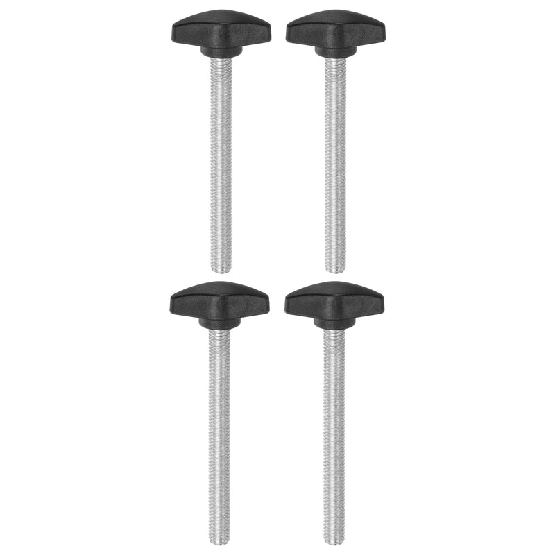 HARFINGTON 4pcs Tee Wing Knobs Thumb Screws M8 x 80mm Standard Male Thread Plastic T Knobs Handles Hand Clamping Knobs Grip Thumbscrew, Black