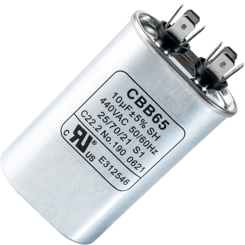 Original Version 10 uF MFD ±5% 370/440V CBB65 Oval Run Start Capacitor Replacement Part by BlueStars - Exact Fit for AC Motor Run or Fan Start and Cool or Heat Pump Air Conditioner
