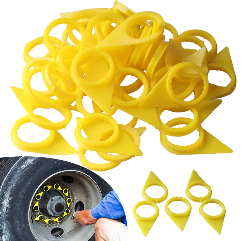 Wheel Check Loose Wheel Nut Indicator for 32 33 34MM Nuts Replace High Visibility Yellow HYB32 Nut Indicator, PU Material - 50PCS