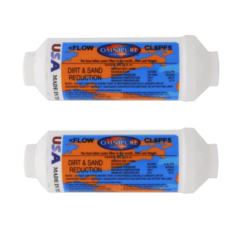IPW Industries Inc-Omnipure - (CL6ROT33-B) - 6" x 2" T40 GAC Acid Washed Coconut Inline Filter 1/4" NPT (2 Pack) 2 Pack