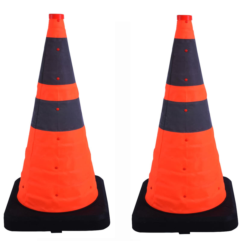 BESEA 28” in Collapsible Traffic Cones Orange Safety Cones, Construction Road Parking Cone for Driveway Road Traffic Control, Weighted 5.3LB Heavy Duty Base and Windproof Design(2 Pack) 28 inch 2