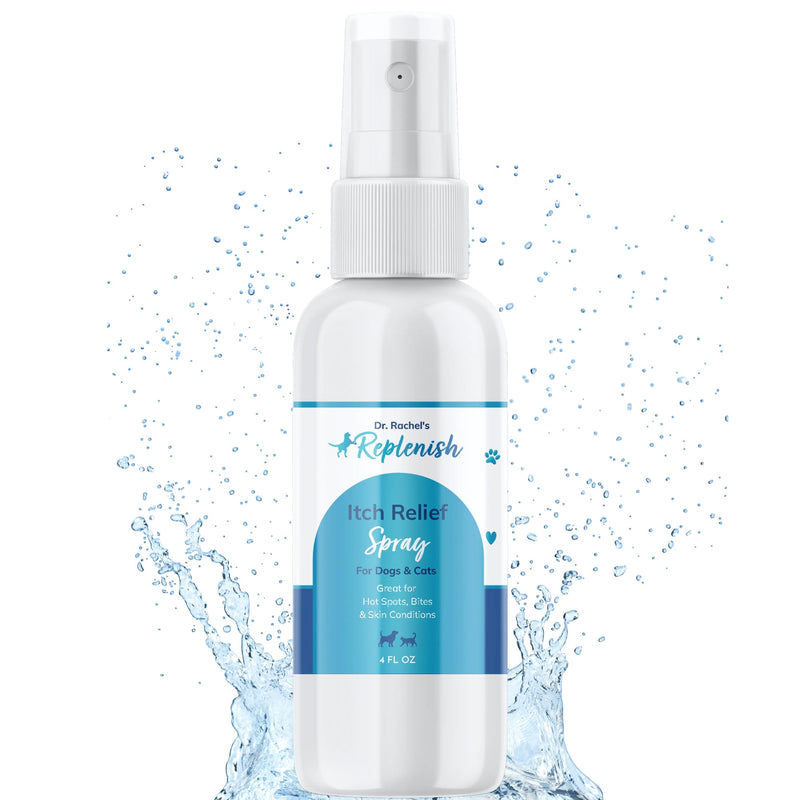Replenish Dog Hot Spot Spray for Pets - Dr. Rachel's Hydrocortisone and Pramoxine Formula for Dog Hot Spot Remedy, Insect Bites, and Skin Conditions in Dogs, Cats, and Horses - 4 oz - PawsPlanet Australia