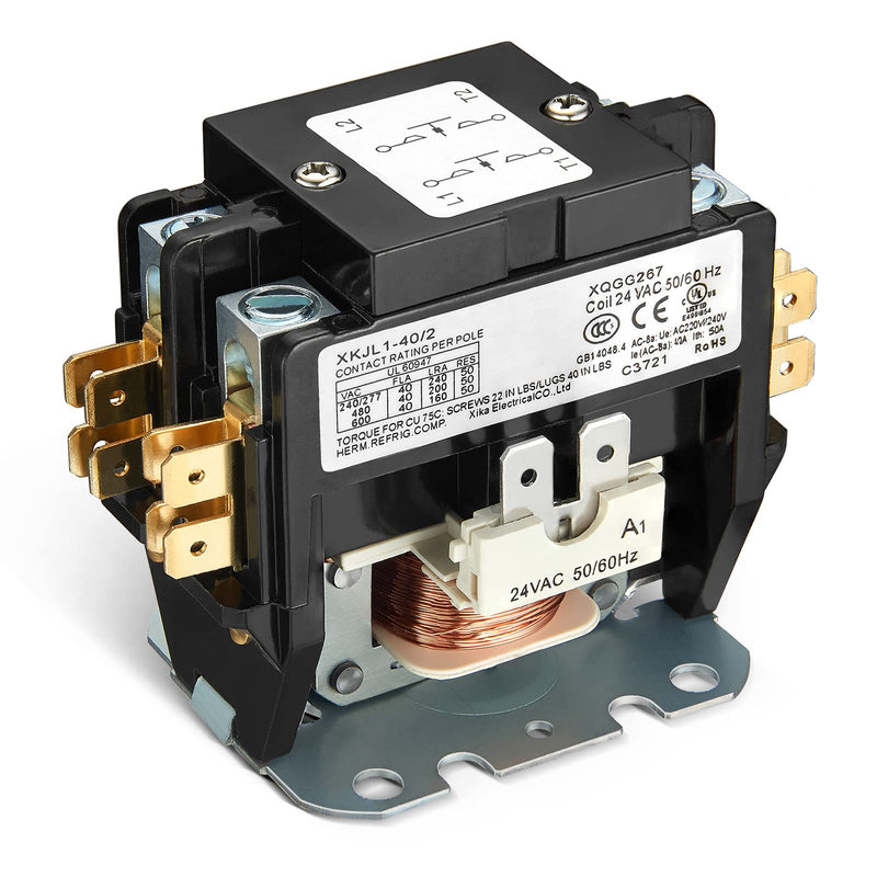 Haoguo Heavy Duty 40Amp 24V AC Contactor for Air Conditioner, Definite Purpose Contactor