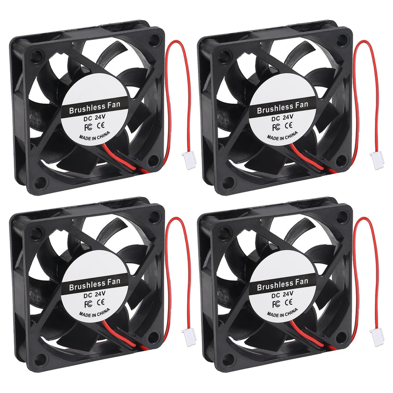 4PCS 60mm Fan 24V DC 0.10A 6015 Brushless Cooling Fan 2pin 60x60x15mm Computer CPU Heat Sink Cooling Cooler Fan 6015 24V