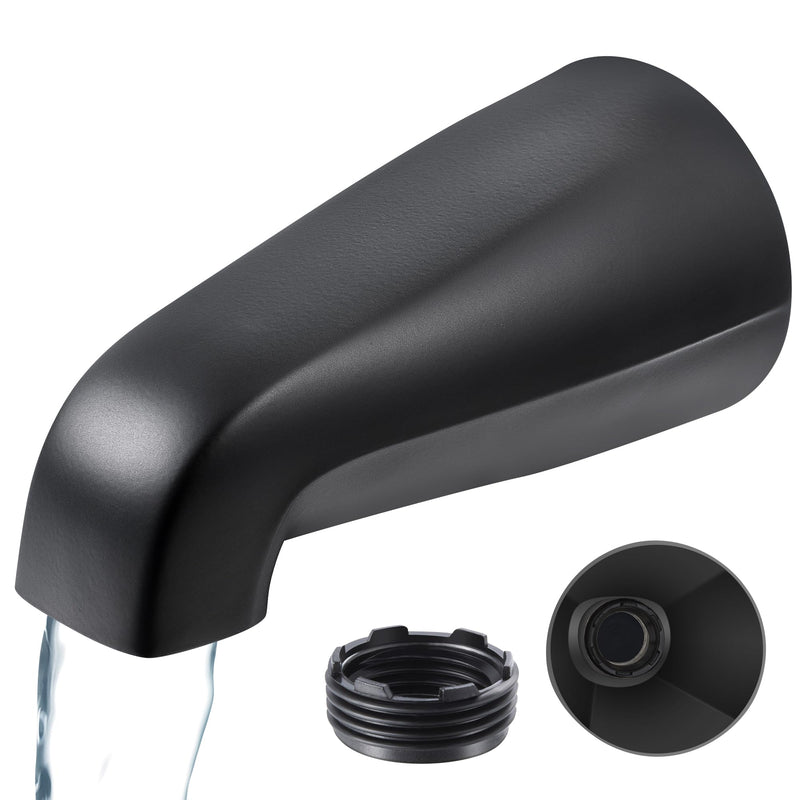 Dreyoo Universal Bath Tub Spout with Adapter Bathroom Bathtub Faucet Spout Without Diverter, Fits for 1/2'', 3/4'' IPS Inside Thread Connection and Tub/Shower Faucet Brands 5" Length(Matte Black) Matte Black