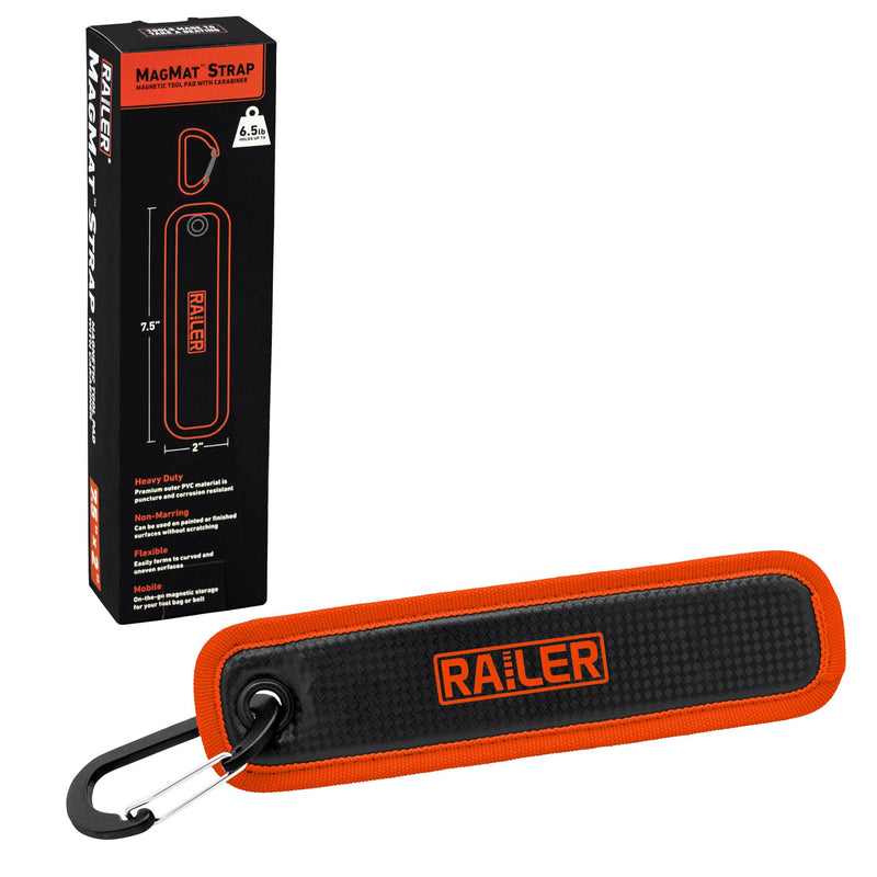 Railer MagMat Strap | Premium Magnetic Tool Pad with Carabiner. Durable Non-Slip Magnetic Tray Holds Up to 6.5lb | Efficient Tool Organizer for Workshop & Garage MagMat w/Carabiner
