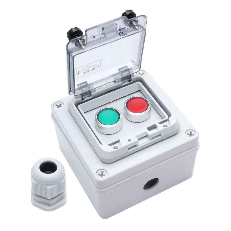 Button Box Green +Red Momentary Push Button Switch with Protective Cover IP67 Outdoor Waterproof Anti-misoperation Switch Button Switch Station Box Green +Red Momentary Push Button Box
