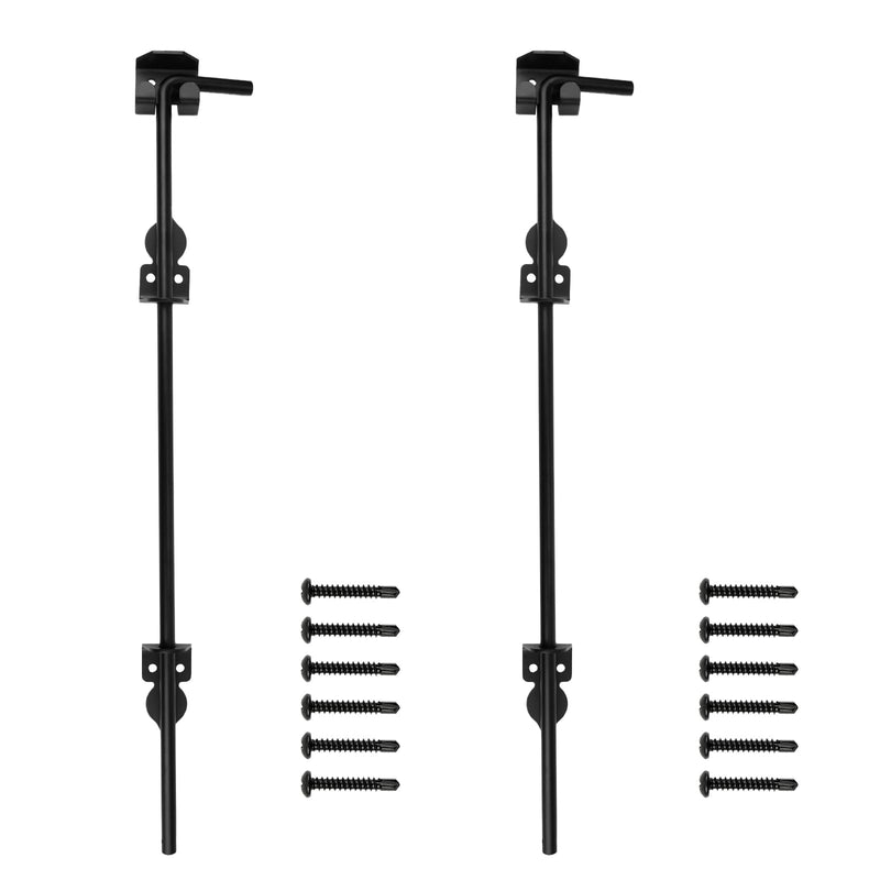 Gezen 24" Cane Bolt Gate Drop Rod Heavy Duty Gate Hardware for Wooden Fences Metal Vinyl Gates Doors, Gate Ground Latch for Holding Gate to The Ground, Black Finish, 2 Pack 2Pack 24in