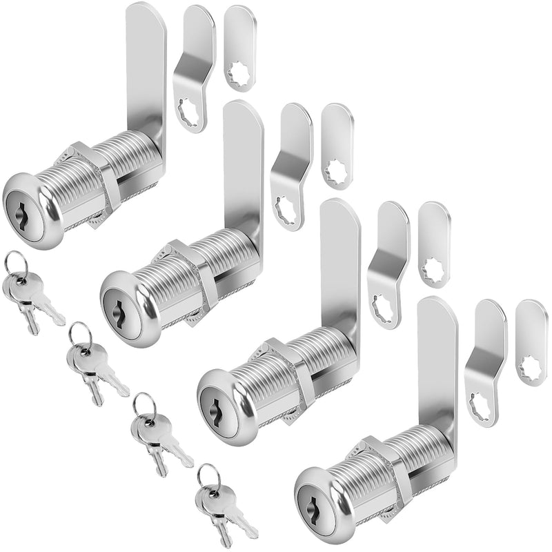 Cabinet Locks with Keys, 1-1/2" Long Cam Locks keyed Alike, Cabinet Cam Lock Set for Cabinets RV Storage Locks Tool Box, Zinc Alloy (4 Pack, 1-1/2 Inch) 4 pack