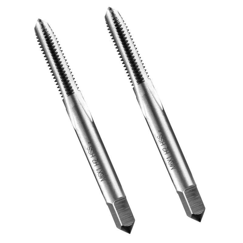 Metric Machine Tap,2pcs M6 x 1.0mm HSS 6542 Straight Flutes Screw Tapping Threading Machinist Repair DIY Tool