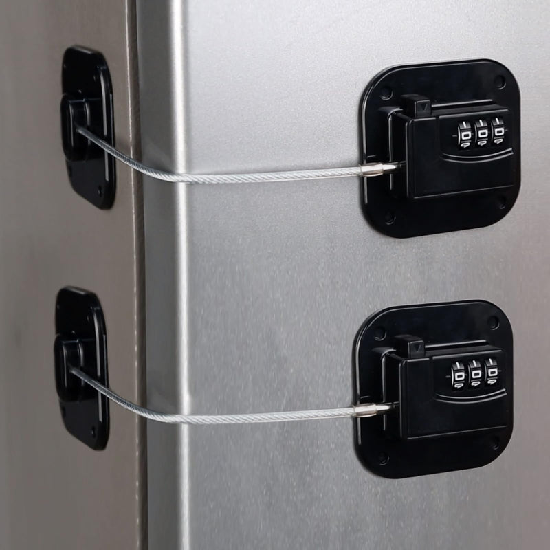 Refrigerator Lock (2 Pack), Heavy Duty Combination Fridge Lock, for Fridge, Cabinets, Window, Drawers and Child Safety Cabinet Locks, Strong Non-Marking Adhesive No Drilling (Black) Black 2pcs