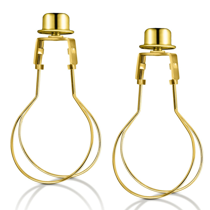 Lamp Shade Light Bulb Clip Adapter, 2 Pack Clip on Lampshade Adapter Includes Finial and Lampshade Levellers to Keep Lamp Shade in Place, Lamp Shade Holder for Clip On Light Bulbs (Brass) Brass
