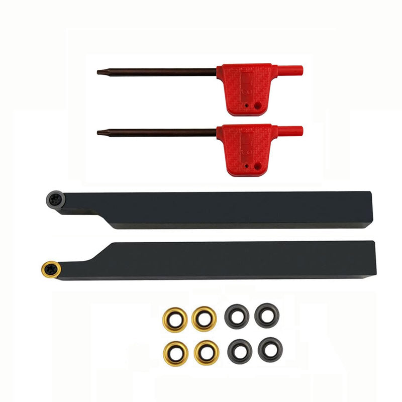3/8” 1/2" SRACR1010/1212 H06 Lathe Turning Holders Lathe Turning & Profiling Tool Holder with RCMT0602 Round Carbide Milling Inserts For steel stainless steel (2pcs 3/8 holders+ 10pcs inserts) 2pcs 3/8 holders+ 10pcs inserts