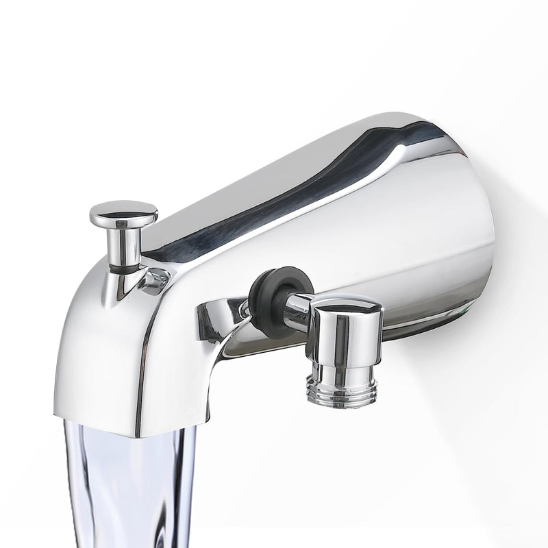All Metal Tub Spout with Diverter Chrome, Fits 1/2” or 3/4" Threaded Pipes, Bathtub Faucet with Shower Diverter for Convenient Water Control Without Handheld