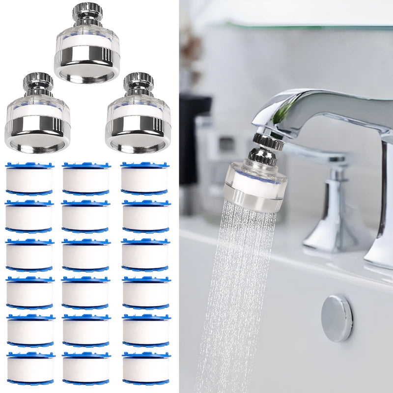 21Pcs Sink Water Filter with Filter Elements Set,Sink Faucet Filter 360°Rotating, Bathroom Sink Filter Removes Fluoride Hard Water, Faucet Filter Faucet Extender for Home Kitchen Sink 21PCS