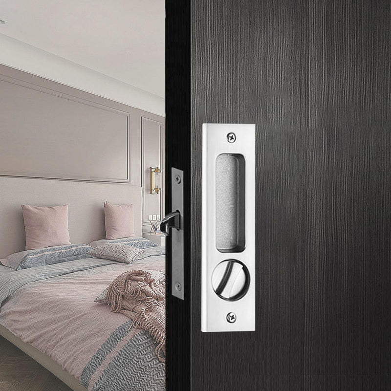 6.3' Privacy Pocket Door Lock Hardware with Double Barn Door Lock, Silver