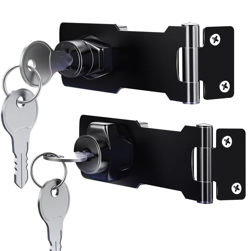 2 Packs Keyed Hasp Locks,V·RESOURCING Twist Knob Keyed Locking Hasp for Small Doors, Drawer, Cabinets and More, Hasp Lock Catch Latch Safety Lock Door Lock with Keys (3 Inch,Black) 3 inch & Keyed Lock