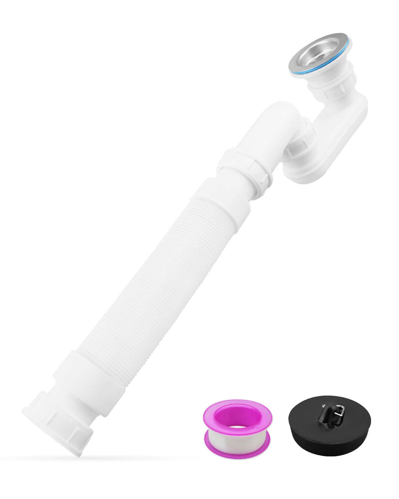 Bathtub Shower Drain Pipe, Low Profile 1-1/2" P Trap Fit for Freestanding Bathtubs and RV Bathtubs