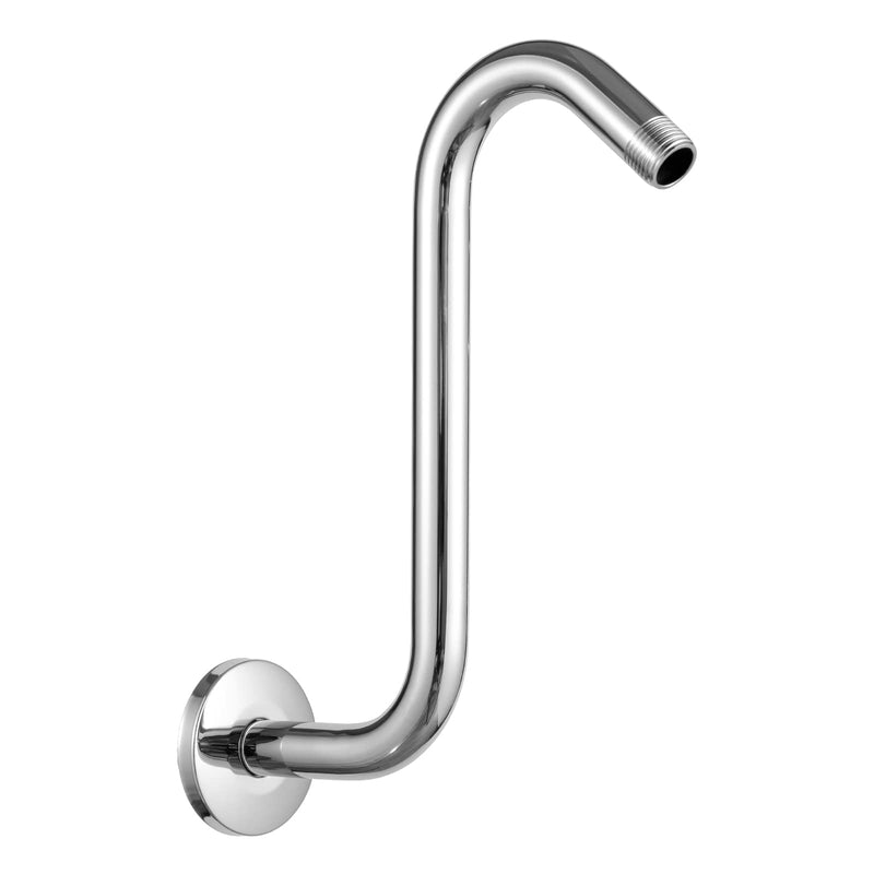OFFO Shower Head Extension Arm 8 Inch, S Shaped Shower Arm with Flange High Rise Goose Neck Shower Arm Extension Chrome Finish