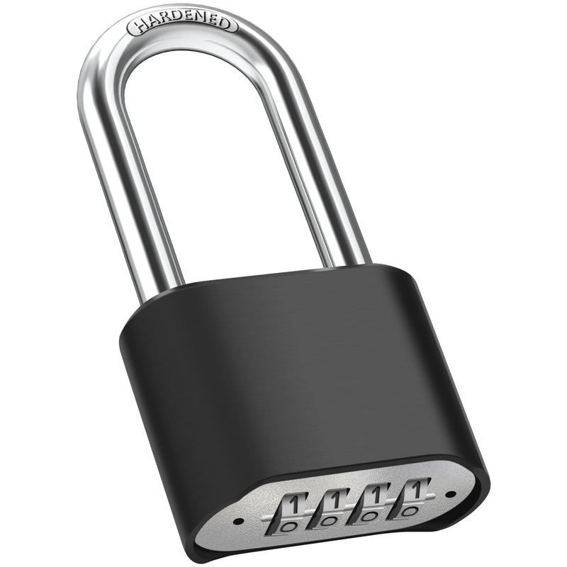 2.5in Long Shackle Combination Lock, Diyife Large Outdoor Weatherproof Padlock, Design of Hidden Password & High Security, Resettable Combination Lock for Locker, Home, School, Garage, Gate, Garden Black, Long