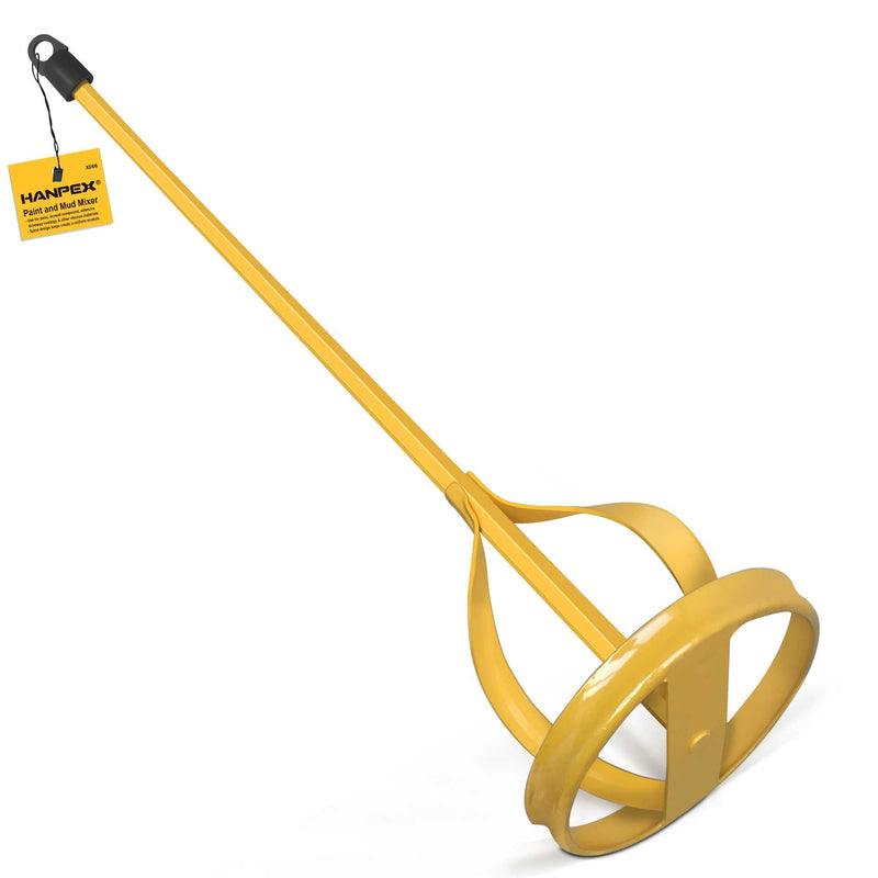 Paint and Mud Mixer, Paint Stirrer for Drill in 1 to 5 Gallon Bucket, Suitable for all Standard Drill Bits, Hex Head Anti-slip, Easy Clean, Painting and Plastering Mixer Stirrer Tool (Yellow)