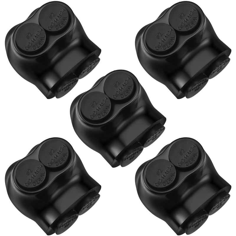 5 Pcs Insulated Multi Cable Connectors 2 Port Single Entry Splice Electrical Power Connector Black Interconnect Terminals Pre Filled (2-14 AWG Wire Range) 5 2-14AWG Wire Range