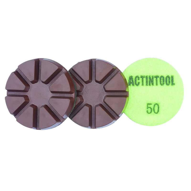 3 inch Copper Hybrid Puck for Concrete Floor Grinding and Polishing, Set of 3 Grit 50, 3 Inch Copper Diamond Grinder Pad for Concrete Floor
