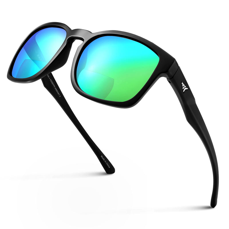 KastKing Pecos Bifocal Polarized Sunglasses, Bi-Focal x1.5 x2.0 x2.5 Magnifications, Sport Reader Sunglasses, UV Protection Matte Black Frame, Brown Lens Bifocal +2.50
