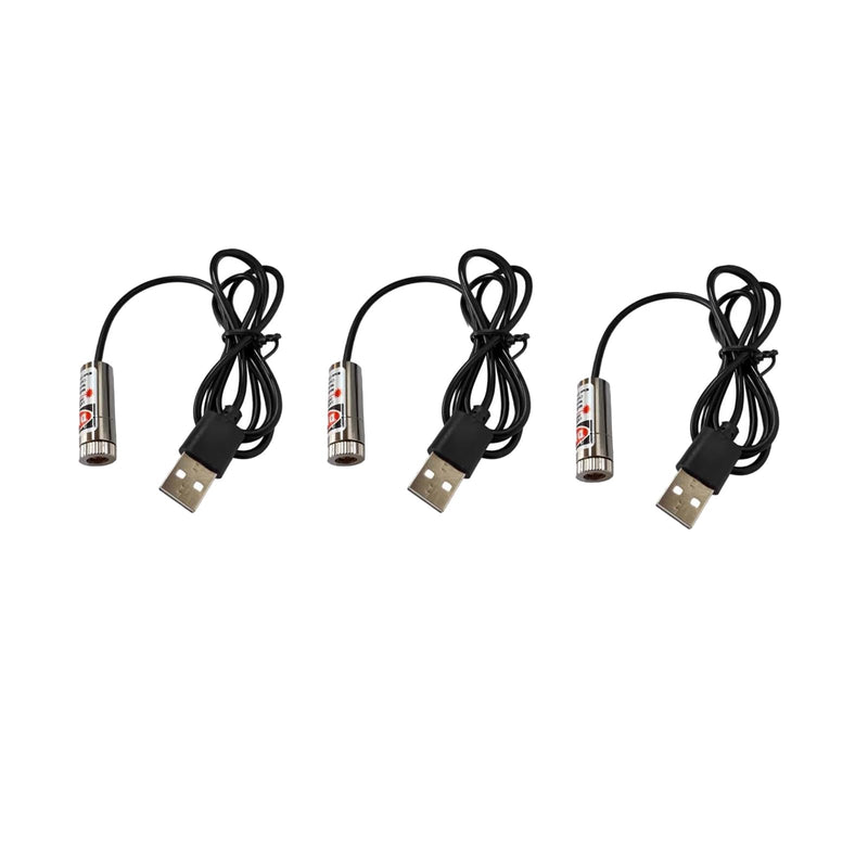 Red line laser module, industrial laser module, adjustable focus, line length 39″USB connector diameter 12mm(line-3pack) Ine-3pack