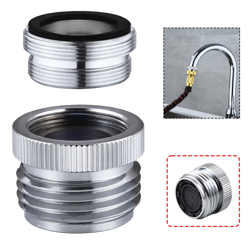 Faucet Adapter with Aerator, Sink Faucet to Garden Hose Adapter, Faucet Adapter to Garden Hose for Kitchen and Bathroom, hose attachment to sink，3/4" GHT Thread Chrome. C-Faucet adapter